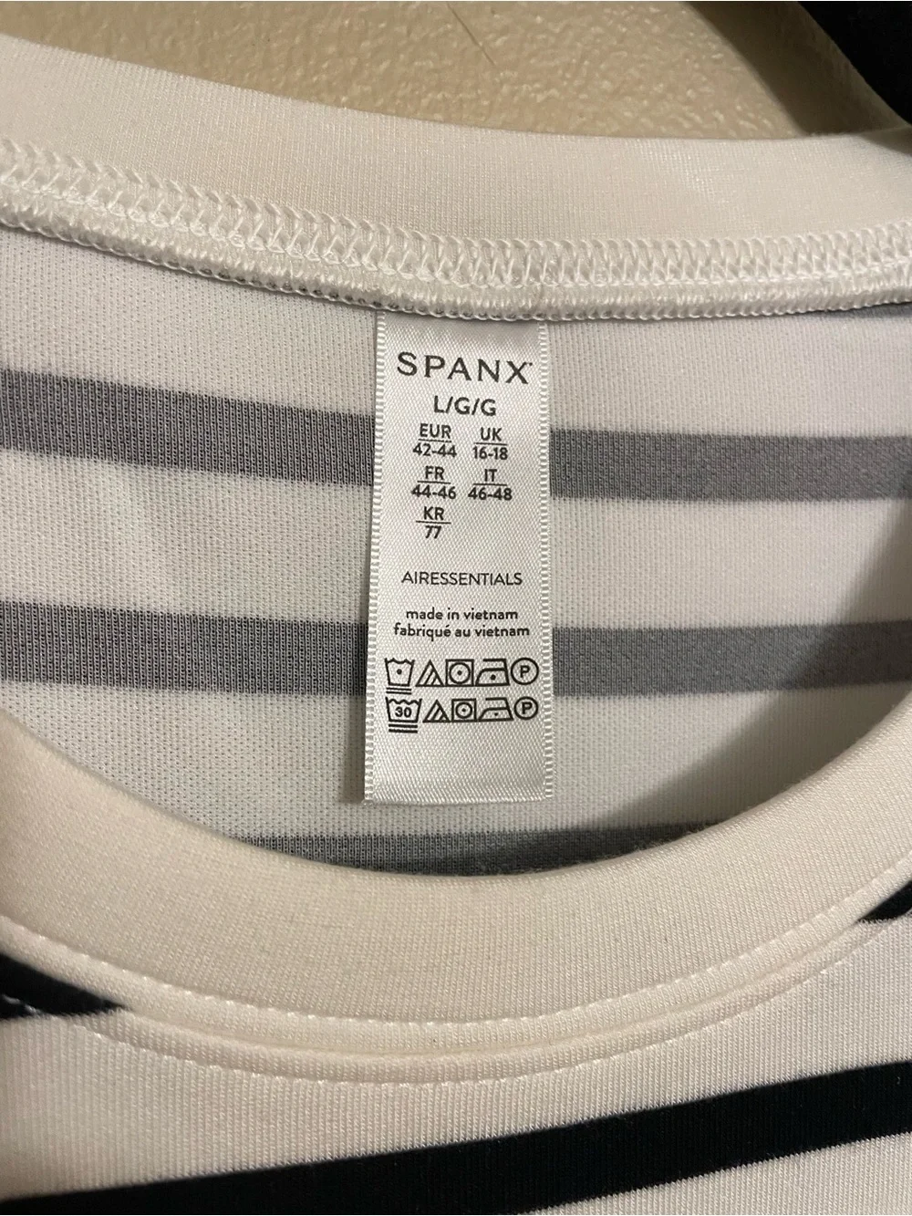 SPANX Airessentials Sleeveless Striped Tank Dress Cream Black Stripes Large